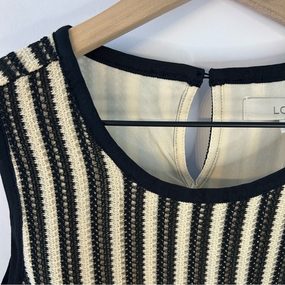 *NWT* LOFT Crochet Shell, Sz M, Black and Cream, Sleeveless Top, Fully Lined - Picture 5 of 10